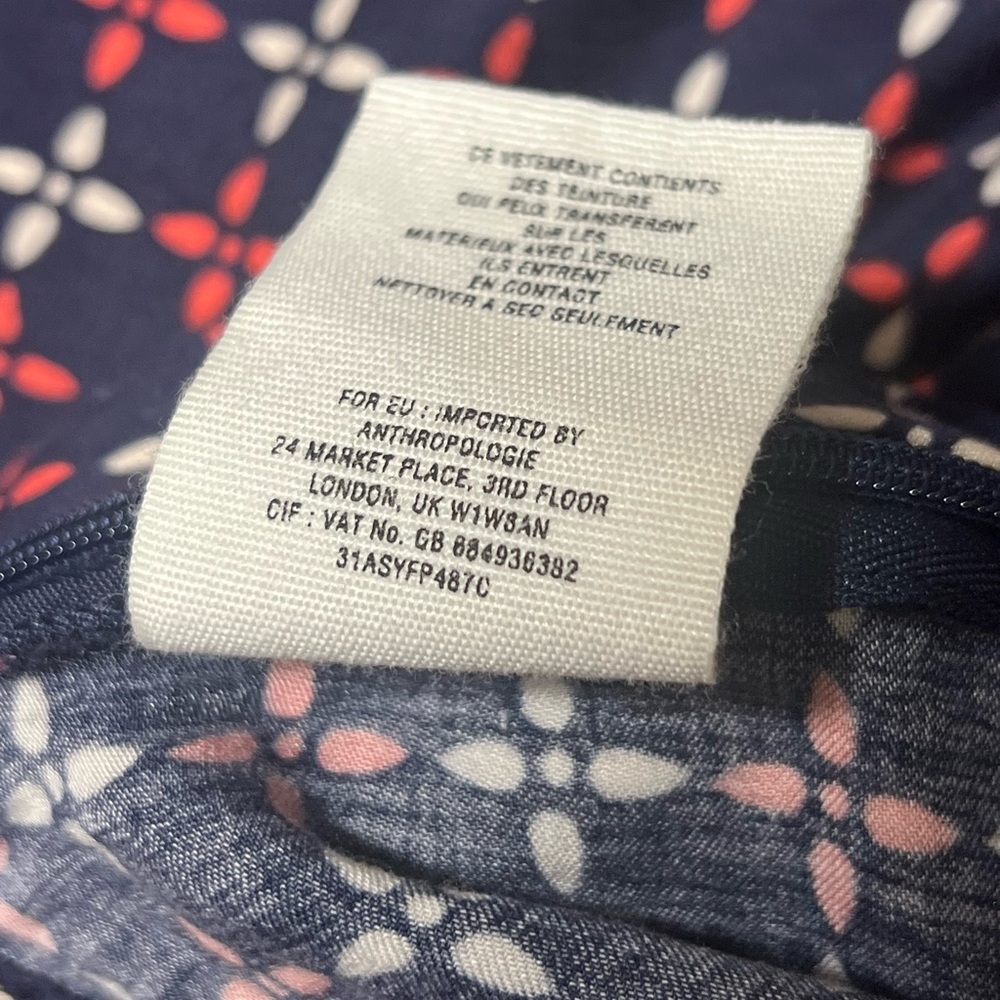 Anthropology Cartonnier navy rayon wide leg palazzo pants with geometric print - Picture 11 of 11